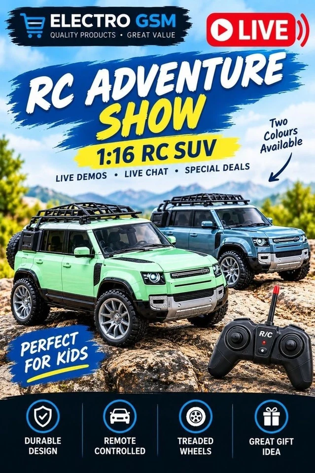 ELECTRO GSM LIVE RC ADVENTURE SHOW 1;16 RC SUVs  LIVE DEMOS-LIVE CHAT-SPECI