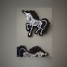 3 Skeleton Unicorn Embroidered Patches
