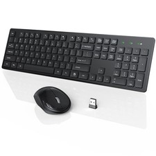 WisFox Wireless Keyboard and Mouse Combo Full-Size 2.4GHz Silent USB Black