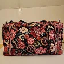 Vera Bradley MOD FLORAL PINK Large Duffel Travel Overnight/Weekend Shoulder Bag