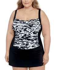 Swim Solutions Plus Size Tummy Control Swimdress Size 18W Twist Bra Skater