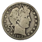 1913-D Liberty Barber Silver Half Dollar 50c Denver Good GD G+
