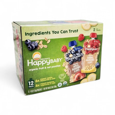 HappyBABY Organics Fruit  Oat Pouches, Variety Pack 4oz, 12 Count