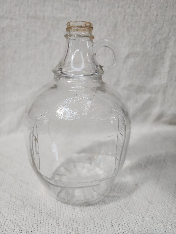 Vintage Glass Vinegar Bottle, Apple Design, W/ Handle, Reg No 494