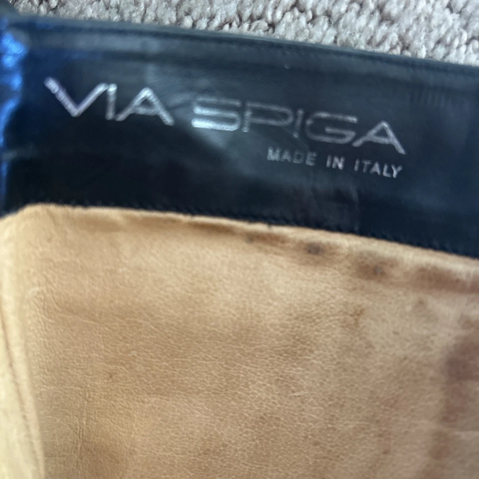 Botas de cuero para mujer Via Spiga hechas en Italia punta cuadrada, talla 9 Foto 2 de 4