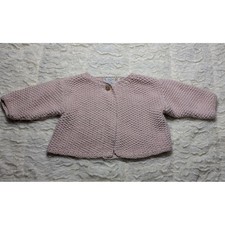 Hand Knit Baby Cardigan  Soft Blush Pink  Vintage / Heirloom size 3m