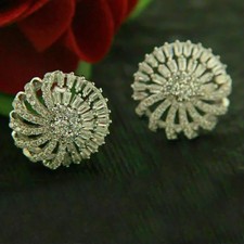 2.00Ct Round Cut Lab Created Diamond Cluster Stud Earrings 14K White Gold Plated