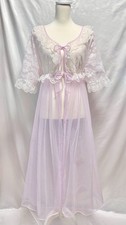 Vintage 1960's Lace Gown Bed Jacket Lingerie USA Fairycore Coquette Kawaii