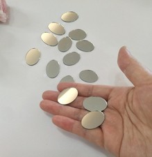 100 Pcs Oval Mosaic Tiles for DIY Crafts - Silver Mirror Glass Pieces