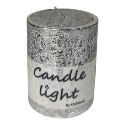 Stumpenkerze Rustic H/Ø 9/7cm silber metallic Advent 90x70mm Kerze