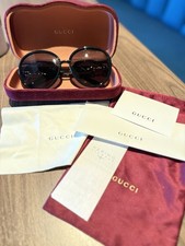 Gucci GG0889S 001 Black Round Sunglasses Gray Gradient Tinted Lenses UV400