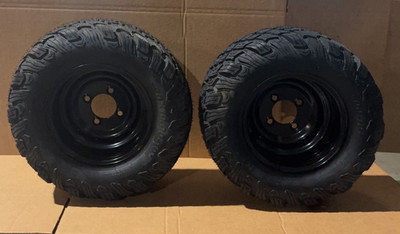 Set of 2 Husqvarna 20x10-10 Tires 4 Bolt ZTR Mower Black Rim Wheel Assembly Pair