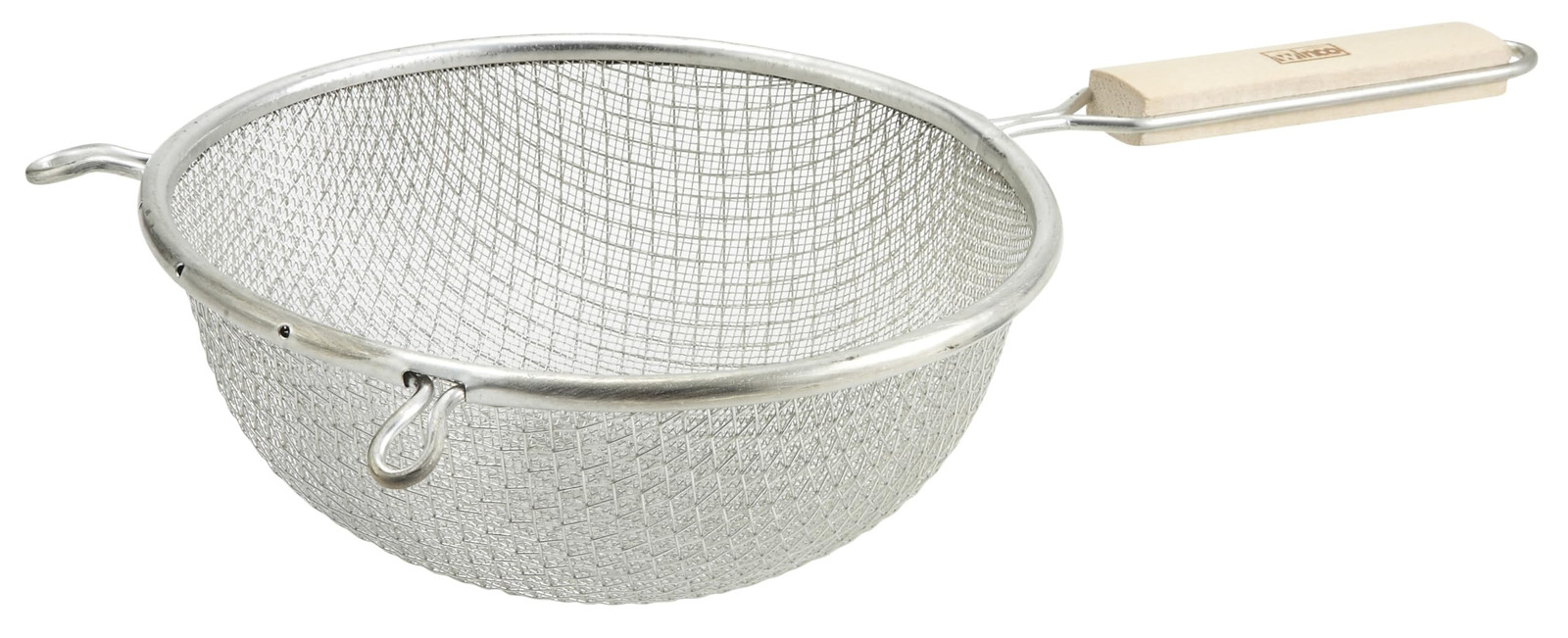 Strainer, 8-Inch Diameter, Medium Double Mesh, Tin, Tan