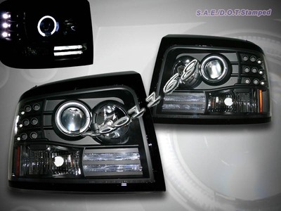 92-96 FORD BRONCO F150/250/350 PROJECTOR HEADLIGHTS BLACK HALO LED HEAD LAMPS