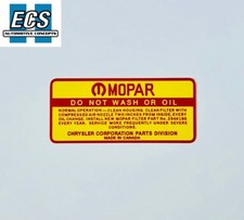 1968 1969 1970 1971 Mopar Air Cleaner Decal Do Not Wash Nos Quality Exact