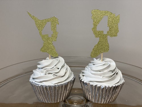 36Pcs Cupcake Topper Party Decor Multicolor Peter Pan Wendy Age Birthday Glitzy - Foto 9 di 12