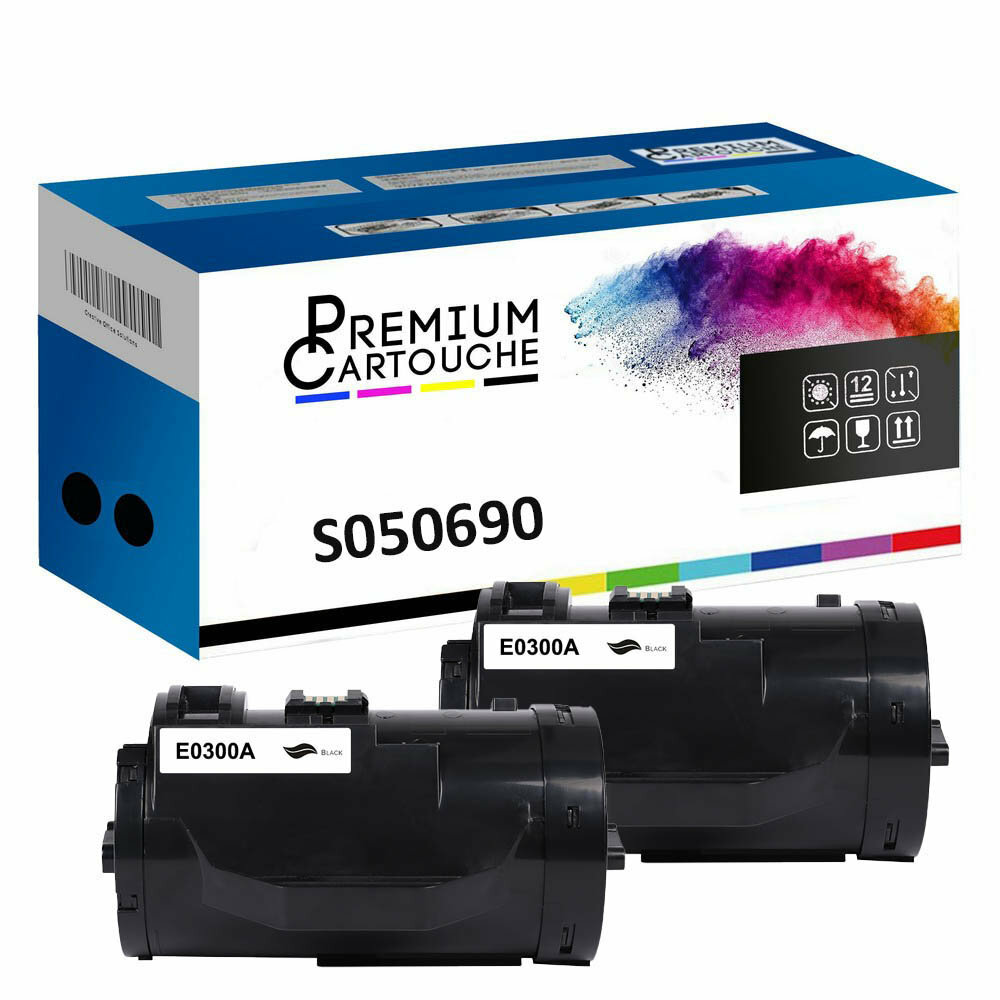 Toner C13S050690 noir compatible imprimante laser Epson pack double