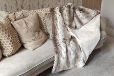 Beige Luchs Kunstfell mit cremefarbenem Futter - hochwertiger Super Deluxe Überwurf