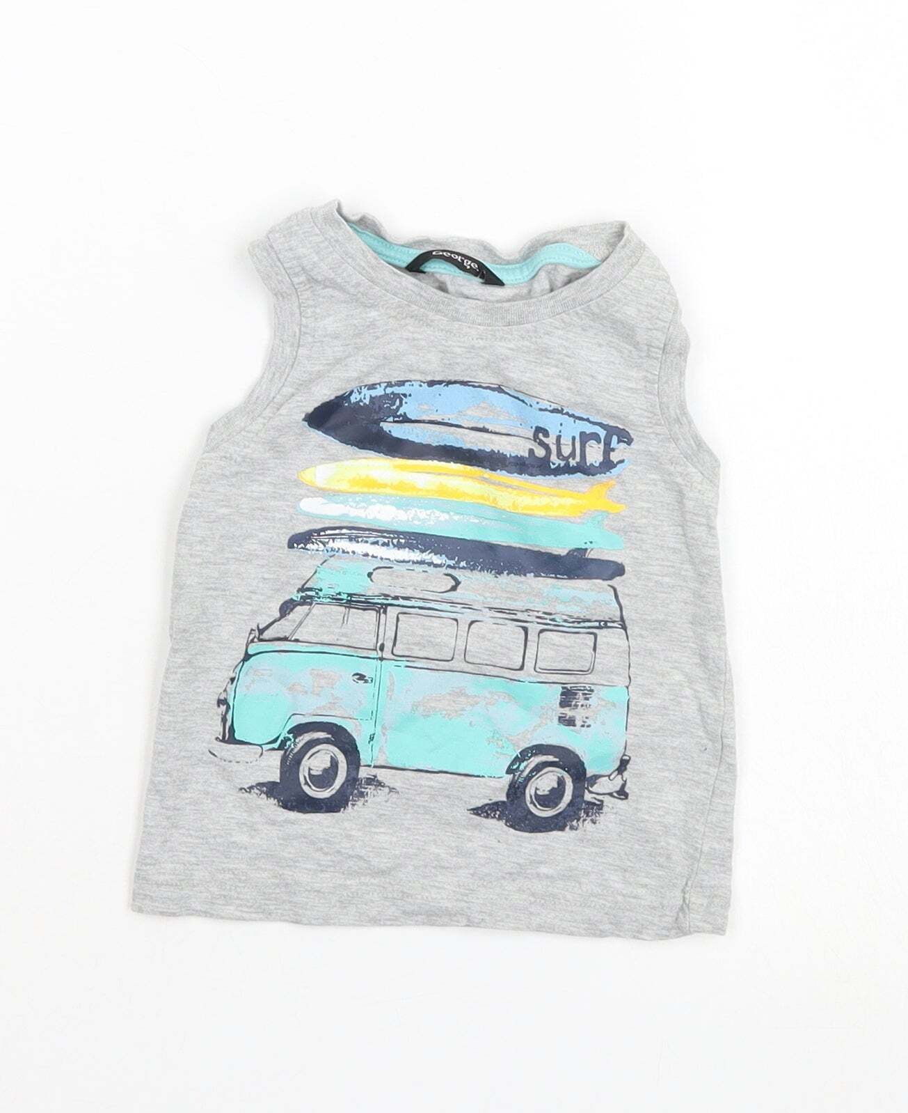 George Boys Grey Cotton Blend Tank Size 9-12 Months