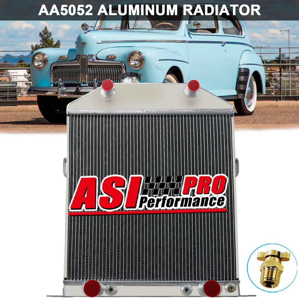 4-Row Aluminum Radiator for 1942-1948 Ford Super Deluxe Deluxe FLATHEAD ENGINE Foto 2 de 4
