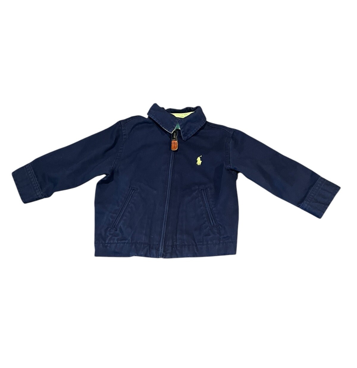 Polo Ralph Lauren verde fluo pony unisex bambino giacca zip intera tasche 12M