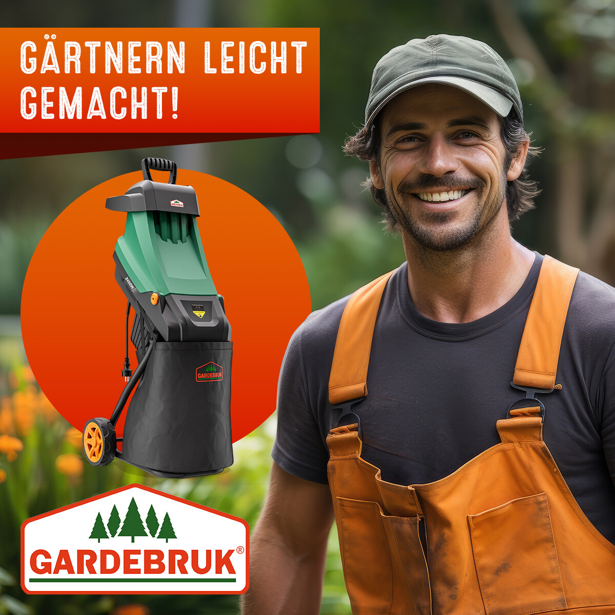 Broyeur De Végétaux Gardebruk 3100W - Déchiqueteur Électrique Puissant Pour Jardin Avec Sac