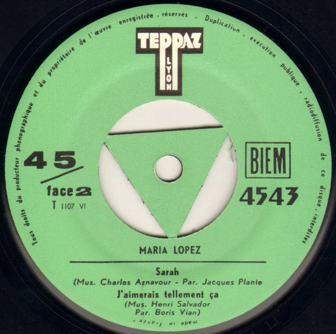 MARIA LOPEZ "DANS LE BLEU DU CIEL BLEU" POP JAZZ EP 1958 TEPPAZ 4543
