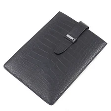 Zilli Ipad Mini Padded Tablet Case in Satin Black Crocodile with Silk Lining NWT