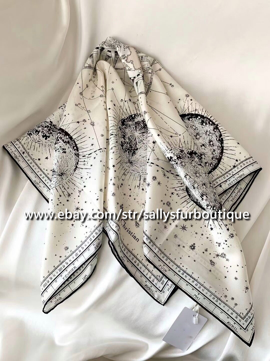 Sallys Boutique 18 Momme Twill Silk Wrap Scarf Stars Print Double Face Shawl 35