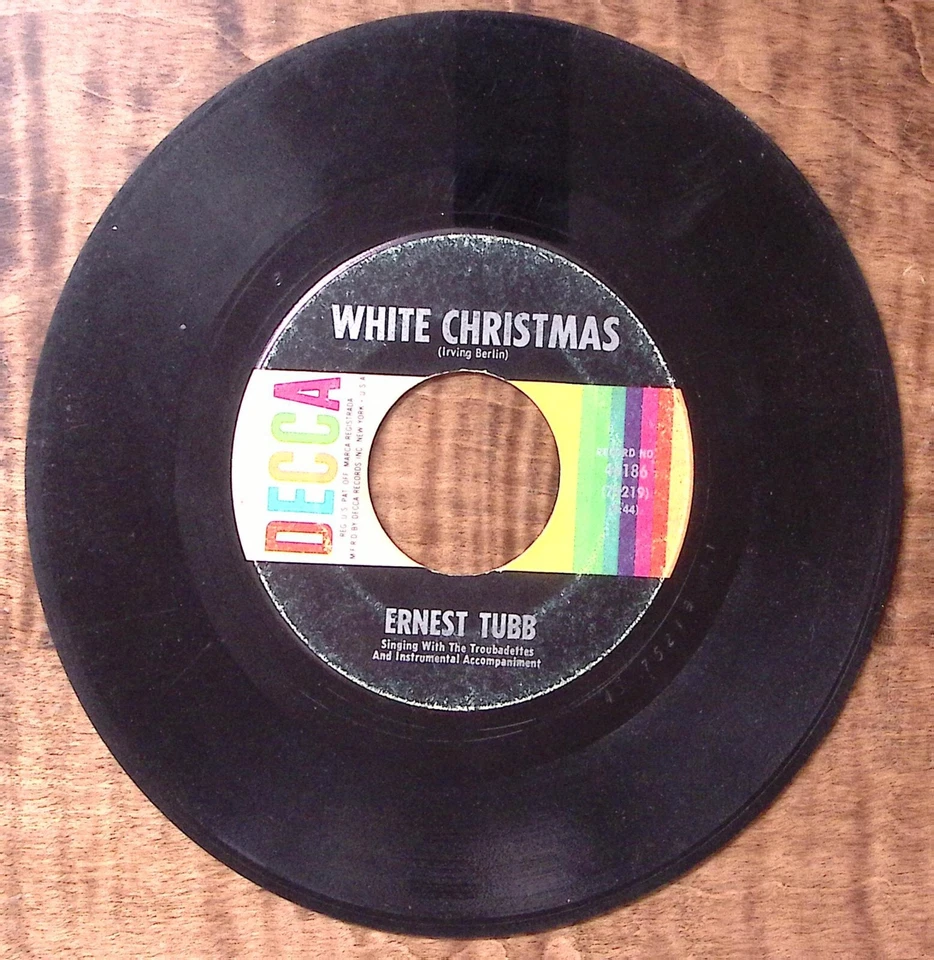 ERNEST TUBB WHITE CHRISTMAS/BLUE CHRISTMAS DECCA RECORDS VINYL 45 54-55 - Image 3 of 3