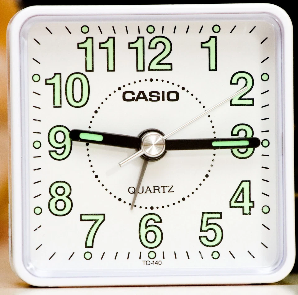 Casio TQ140-7D Travel Clock Quartz Alarm Clock Neobrite White Case w Battery New - Image 2 of 4