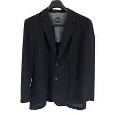 Boss Hugo Boss Mario's Italy Black 100 Virgin Wool Light Summer Blazer Sz 46R