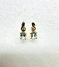 Estate 14K Yellow Gold Light Blue Topaz Stud Earrings