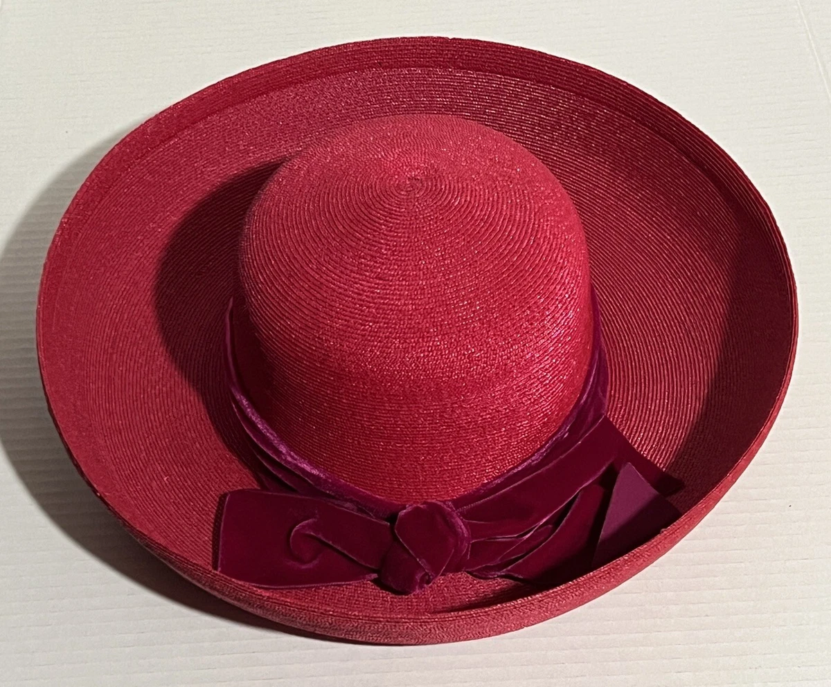 Vintage Mr. John Jr. Plush red velour felt fur fedora hat with black rope Vintage Fur Fedora - Etsy main image 4