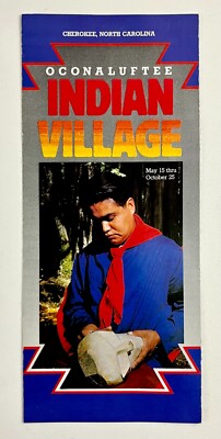1980s Oconaluftee Native American Indian Village Cherokee NC VTG Travel Brochure