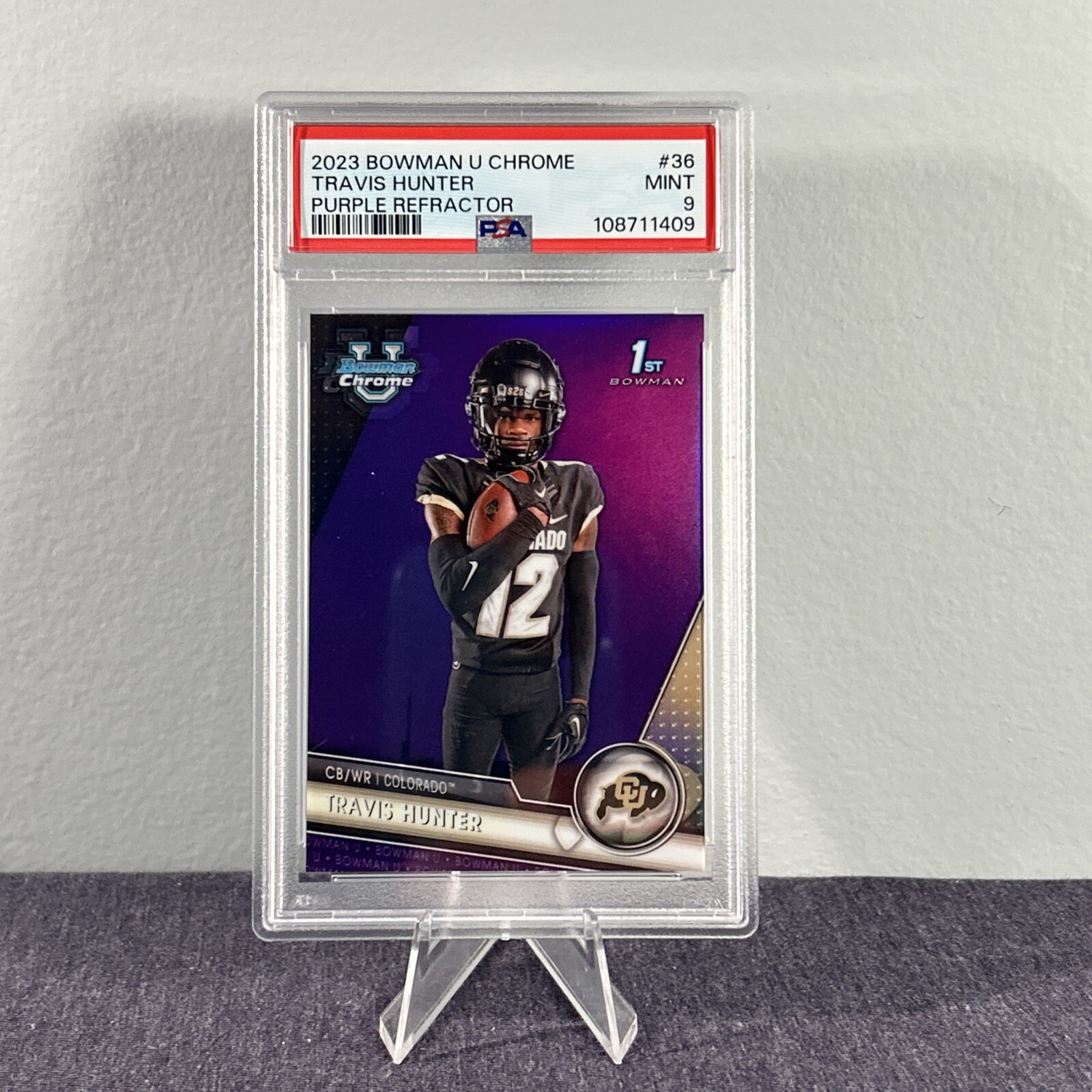 PSA 9 2023 Bowman U Chrome Travis Hunter 1st Purple Refractor /399