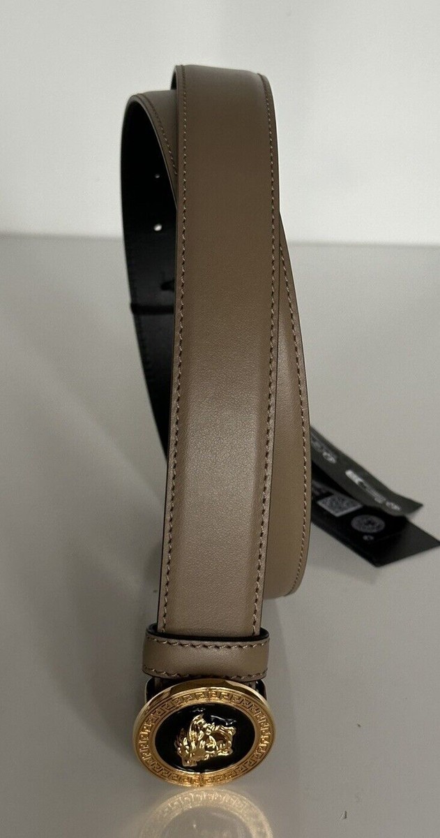 VERSACE ブラウン ベルト 110 Versace Medusa-Buckle Brown Slim Calf Leather Belt 110 (44