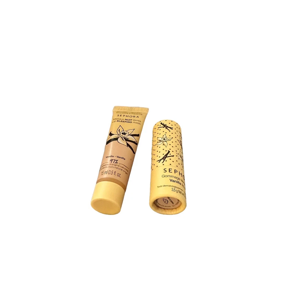 Sephora 2 упаковки чистый скраб для губ и маска для сна ваниль запечатанный 3,5 г и 15 мл новый в упаковке - Изображение 2 из 4