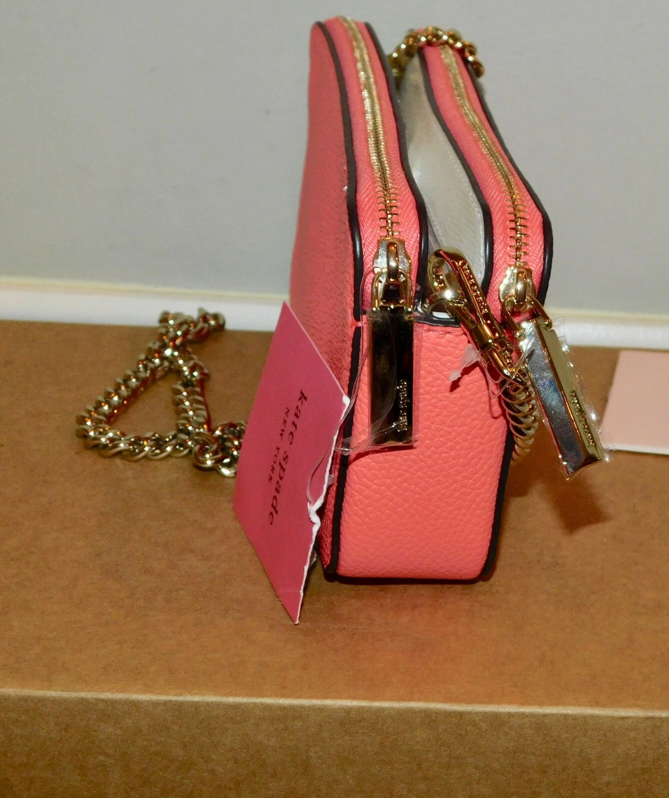 Borsa a mano Kate Spade Margaux doppia zip tracolla litchi organizer $148! NUOVO