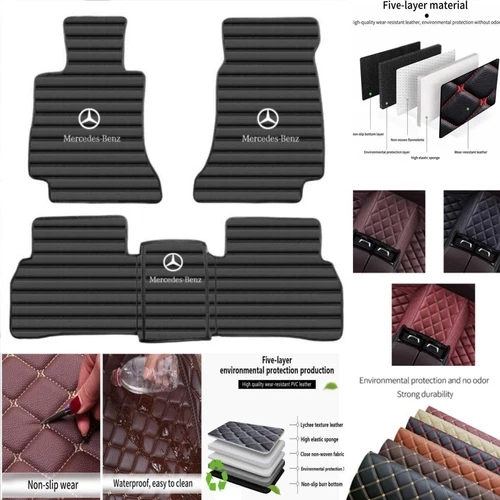 For Mercedes Benz Models 1995-2025 Car Floor Mats Carpets Luxury Leather Rugs - Bild 16 von 30