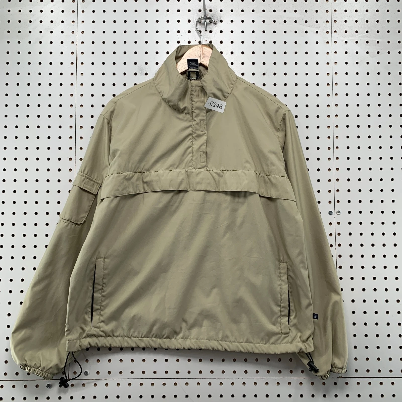Vintage GAP Windbreaker Pullover Jacket Mens Medium Tan 90s Pocket Lightweight