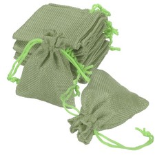 20 Pcs Burlap Bags with Drawstring, 2.8 x 3.5 Inch Favor Sacks, Green