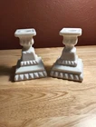Vintage Westmoreland White Milk Glass Candlestick Holders Pair Square 4.5"