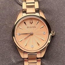 Bulova Sutton Watch 28mm Rose Gold Dial Stainless Steel Women's Watch 97P151