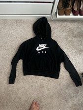 Nike Sweatshirt Women SZ Small Black Hoodie Cropped Pullover Long Sleeve