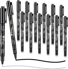 Black Drawing Markers 12Pcs Dual Tip Drawing Pens Brush Pens Brush Markers Fine