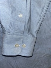 Paul Fredrick Men  s 17.5 38 Blue Oxford Button Down Dress Shirt Cotton