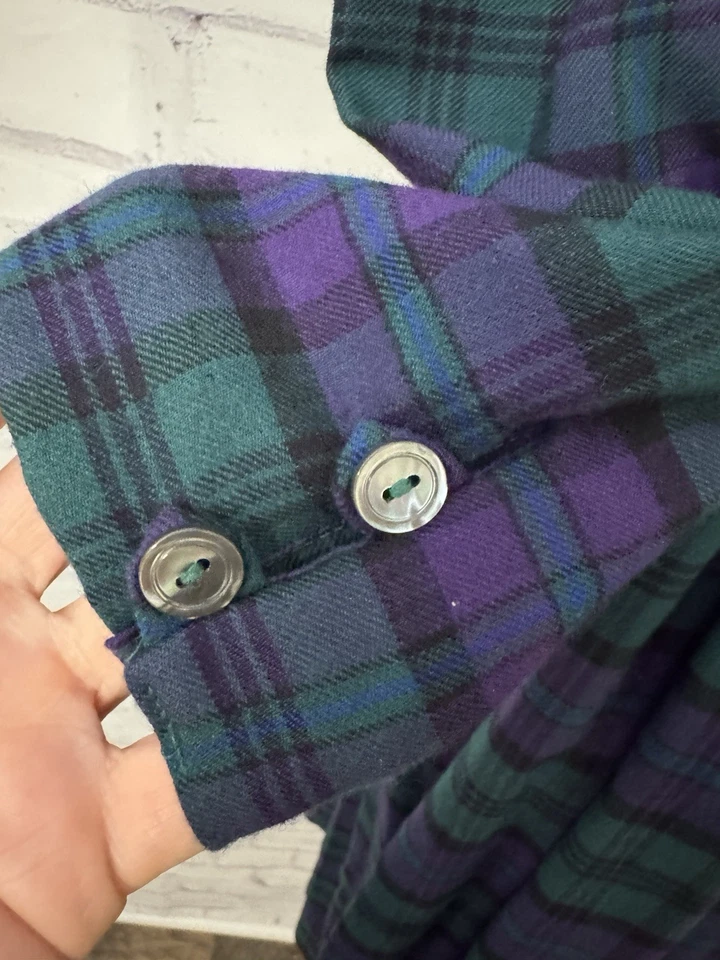 Laura Ashley Size 10 Vintage 80’s Plaid Wool Maxi Dress Green Purple Tartan - Image 4 of 4