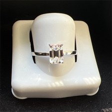 925 Solid Sterling Silver Emerald Cut Moissan...