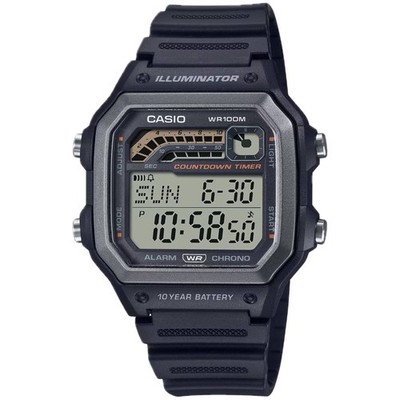 Casio Men's Watch World Time Grey Digital Dial Black Resin Strap WS-1600H-1AVCF